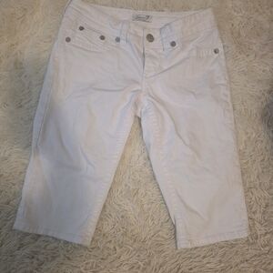 White Mid-Length Denim Capri